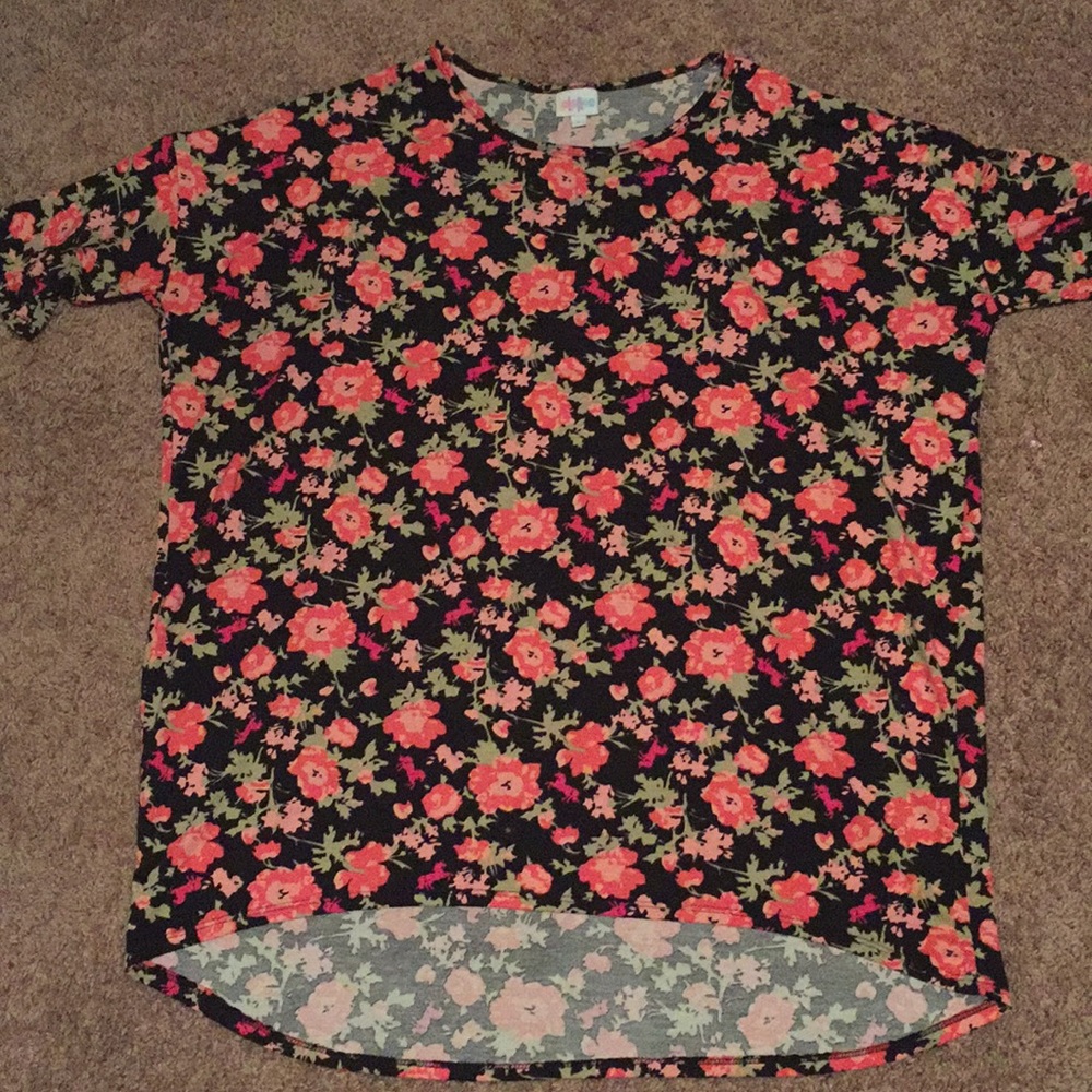 Lularoe Irma Pink Floral with “Hidden Unicorns”